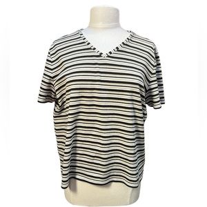 Hastings & Smith striped T-shirt size  XL, black, white and taupe.